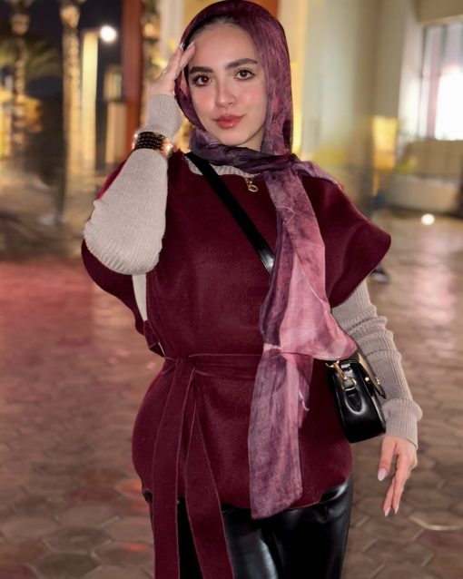 burgundy marble scarf - Image 4