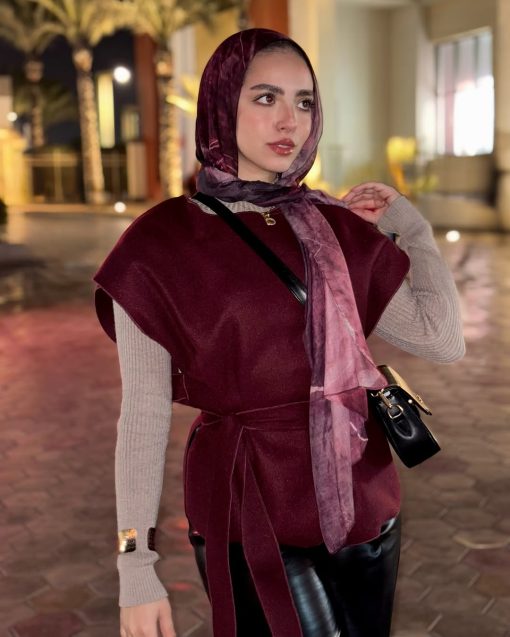 burgundy marble scarf - Image 2
